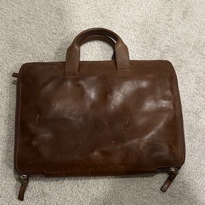 Restoration Hardware Brown Leather Men's Laptop Briefcase Bag